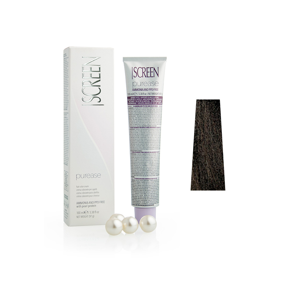 Крем-фарба без аміаку з протеїнами перлів SCREEN Purease 3N (3.0) Dark Brown, 100 ml - 1